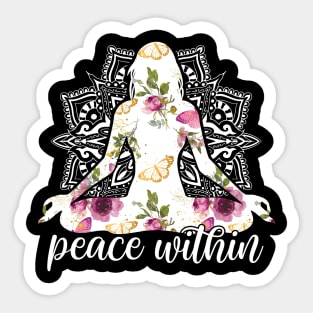 Yoga Meditation Peace Within Yoga Lover Womens Sticker